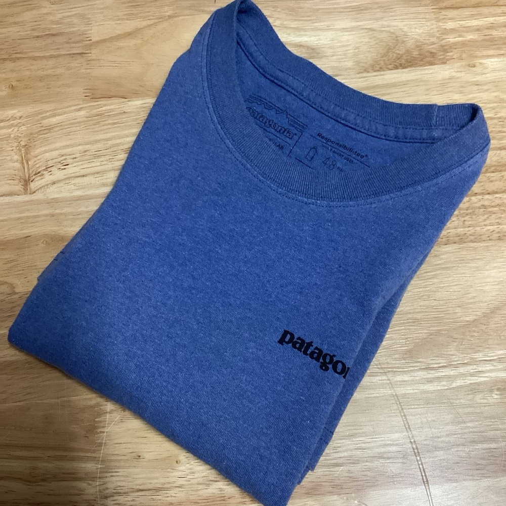 Patagonia Men's Blue P-6 Logo Short Sleeve Responsibili-Tee Shirt Large